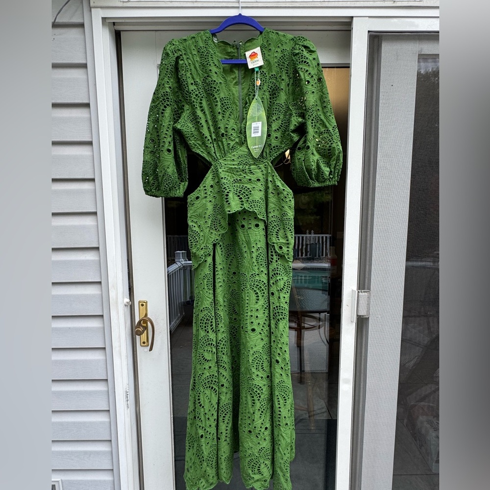 Farm Rio Green Richelieu Midi Dress